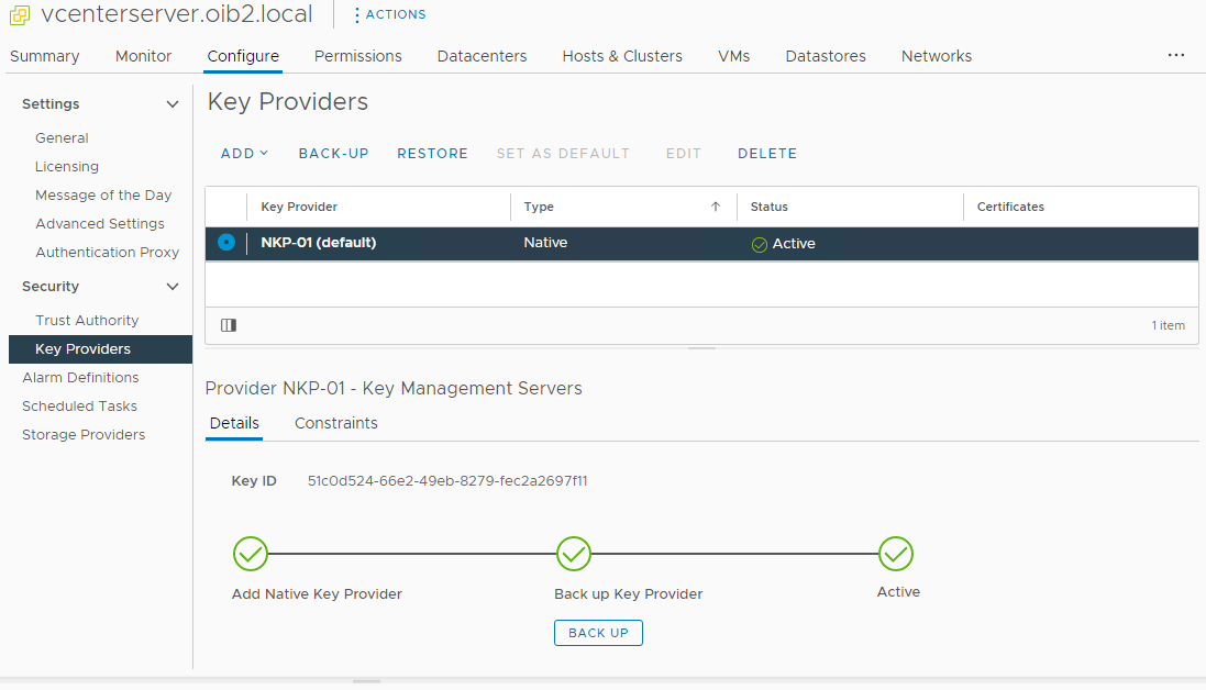 vCenter key provider